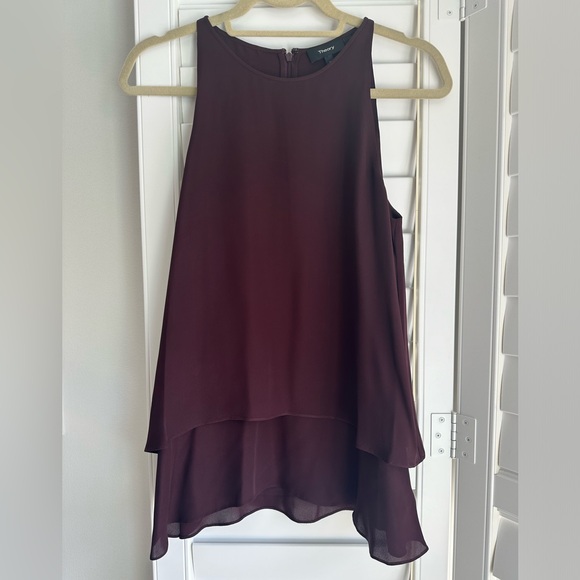 Theory silk sleeveless burgundy layered tank in size S. - Picture 1 of 8